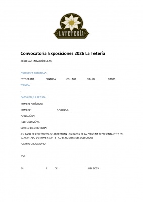Convocatoria Exposiciones La Tetería 2026